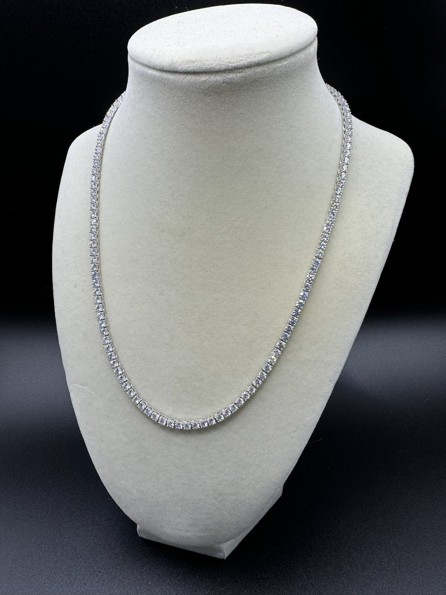 18” 3mm 11ctw Moissanite & Silver Tennis Chain 20.4g