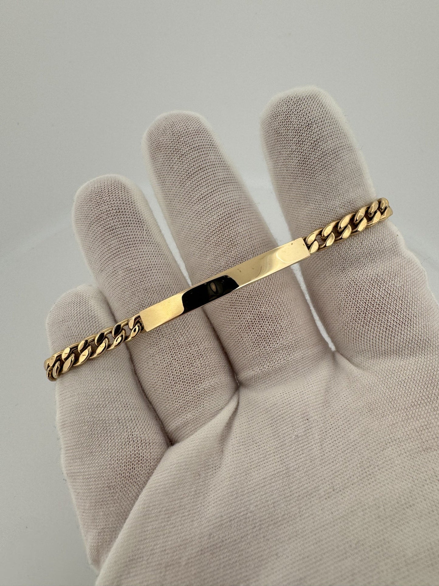 8” 14k Yellow Gold Cuban ID Bracelet 5mm 6.65g
