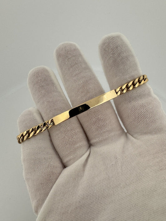 8” 14k Yellow Gold Cuban ID Bracelet 5mm 6.65g