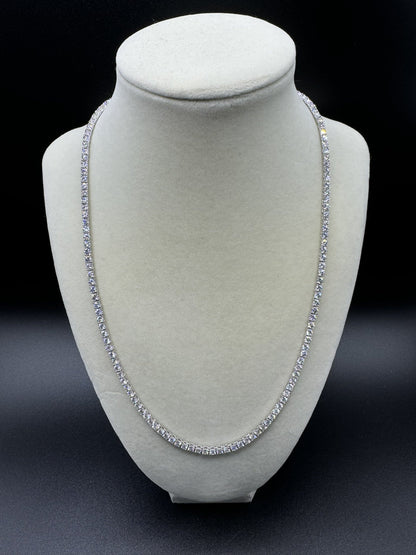 20” 3mm 15ctw Moissanite & Silver Tennis Chain 22.4g