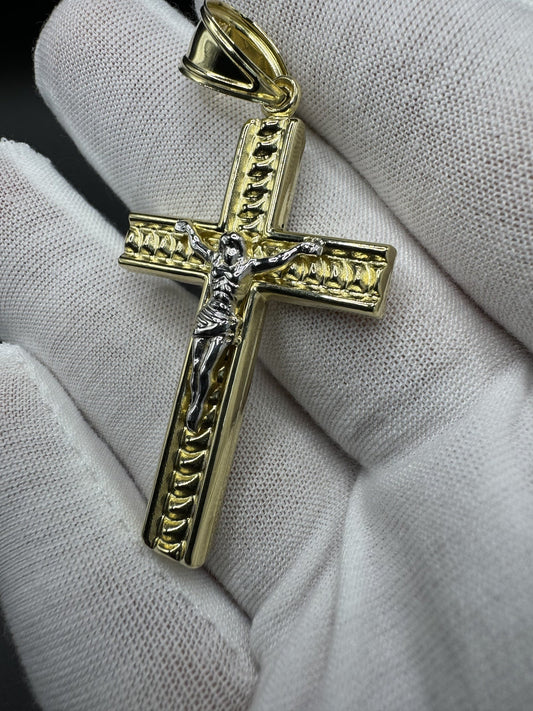2.5” 14k Yellow Gold Square Crucifix 8mm Bail 4.3g
