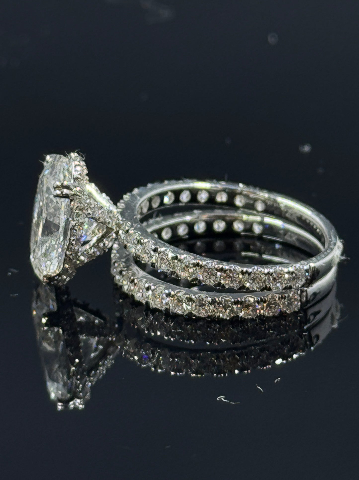 14k White Gold Oval Diamond Bridal Set – 5.46ctw, Size 7