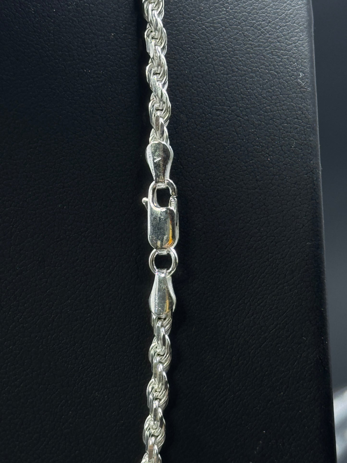 3mm Sterling Silver Rope Chain Necklace – Multiple Lengths