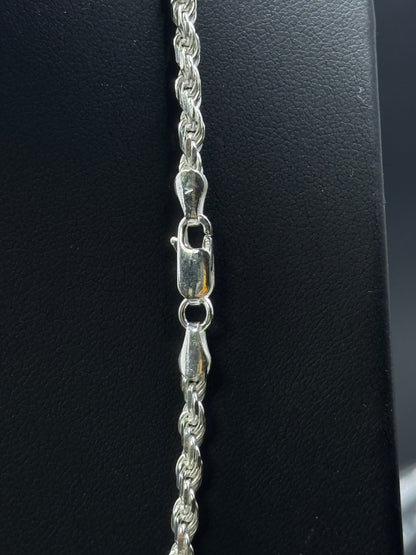 3mm Sterling Silver Rope Chain Necklace – Multiple Lengths