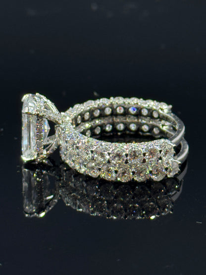 14k White Gold Radiant Diamond Bridal Set – 7.04ctw, Size 7