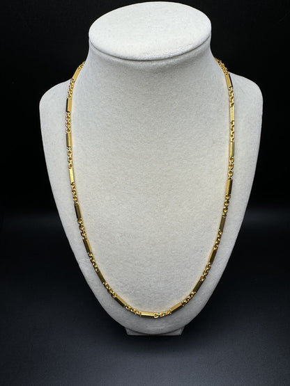 22” 24k Yellow Gold Bar & Anchor Baht Chain 3mm 40.0g $5950