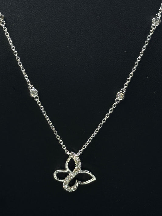 Sterling Silver 0.75ctw Lab-Grown Diamond Butterfly Necklace – 18"
