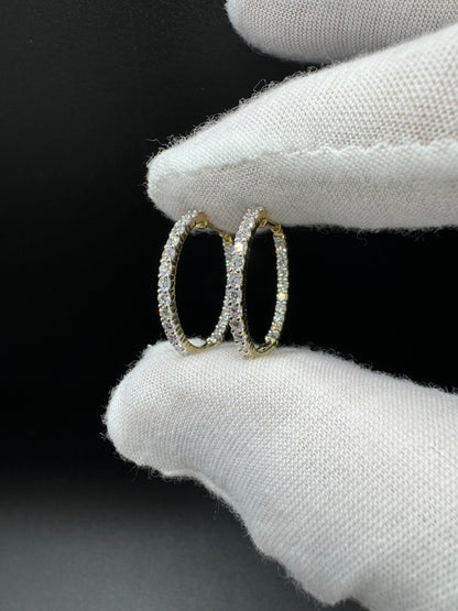 18mm 14k Yellow Gold 1ctw VS/VVS Lab Diamond Inside Out Hoops