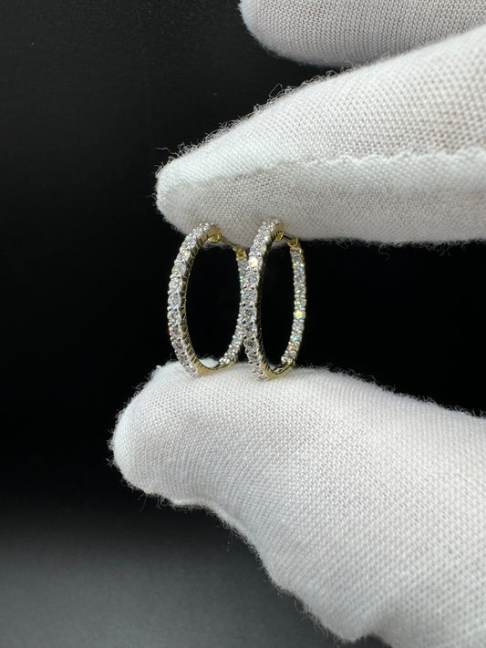 18mm 14k Yellow Gold 1ctw VS/VVS Lab Diamond Inside Out Hoops