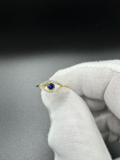 Size 6 14k Yellow Gold Evil Eye Ring 1.0g