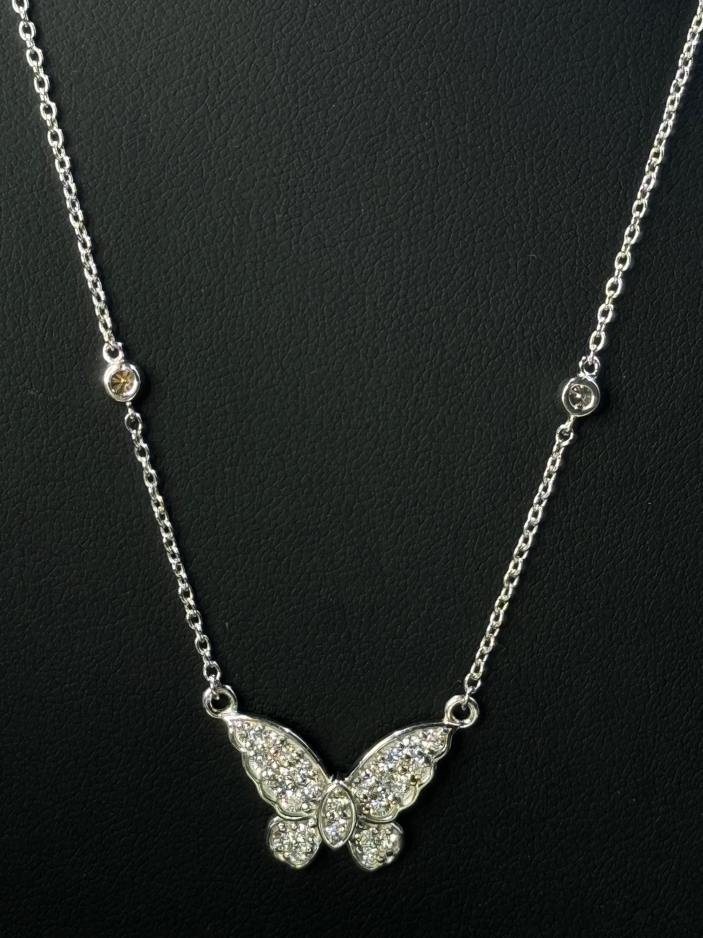 Sterling Silver 1.00ctw Lab-Grown Diamond Butterfly Station Necklace – 18"
