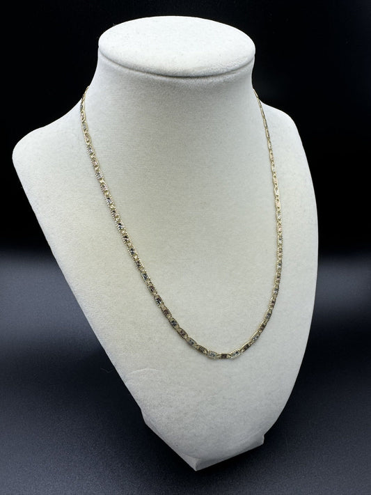 18” 14k Tri-color Diamond Cut Valentino Link 3mm 7.1g