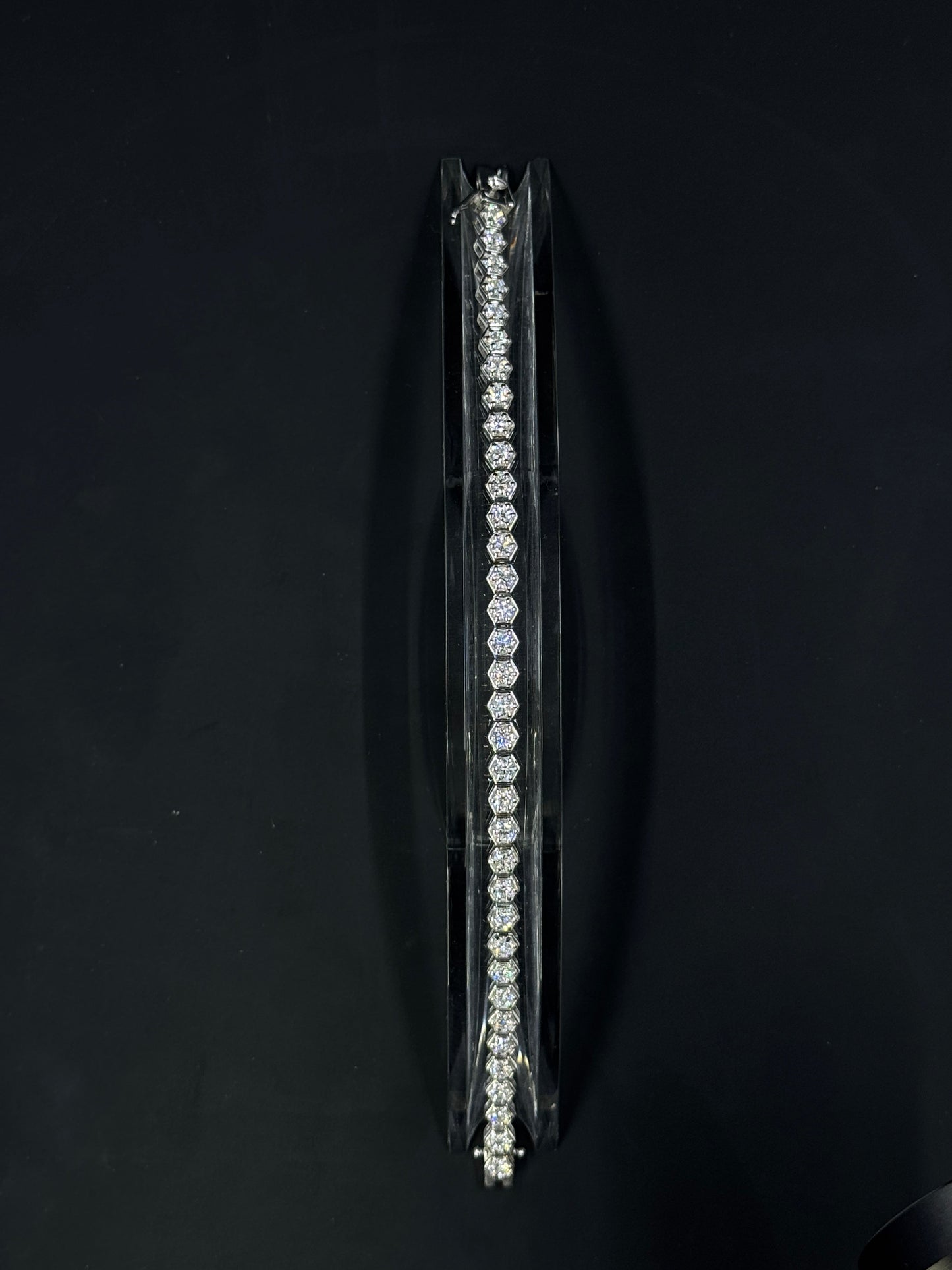 Sterling Silver 5.5ctw Lab-Grown Diamond Hexagonal Tennis Bracelet – 7.25"