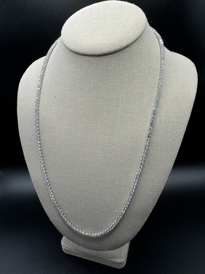 24” 3mm 22ctw Moissanite & Silver Tennis Chain 27.5g