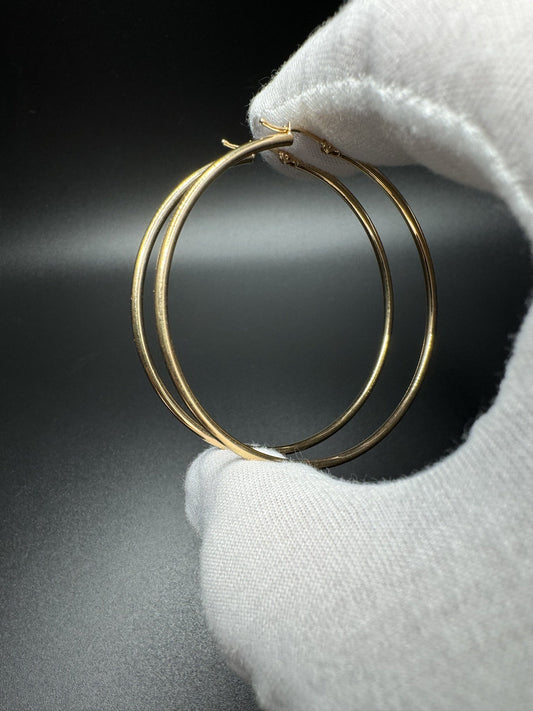 50mm x 2mm 14k Yellow Gold Hoops 3.2g
