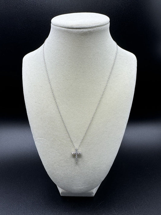 18” Silver Chain & 3/4” 1/8ctw Natural Diamond Cross 2.1g