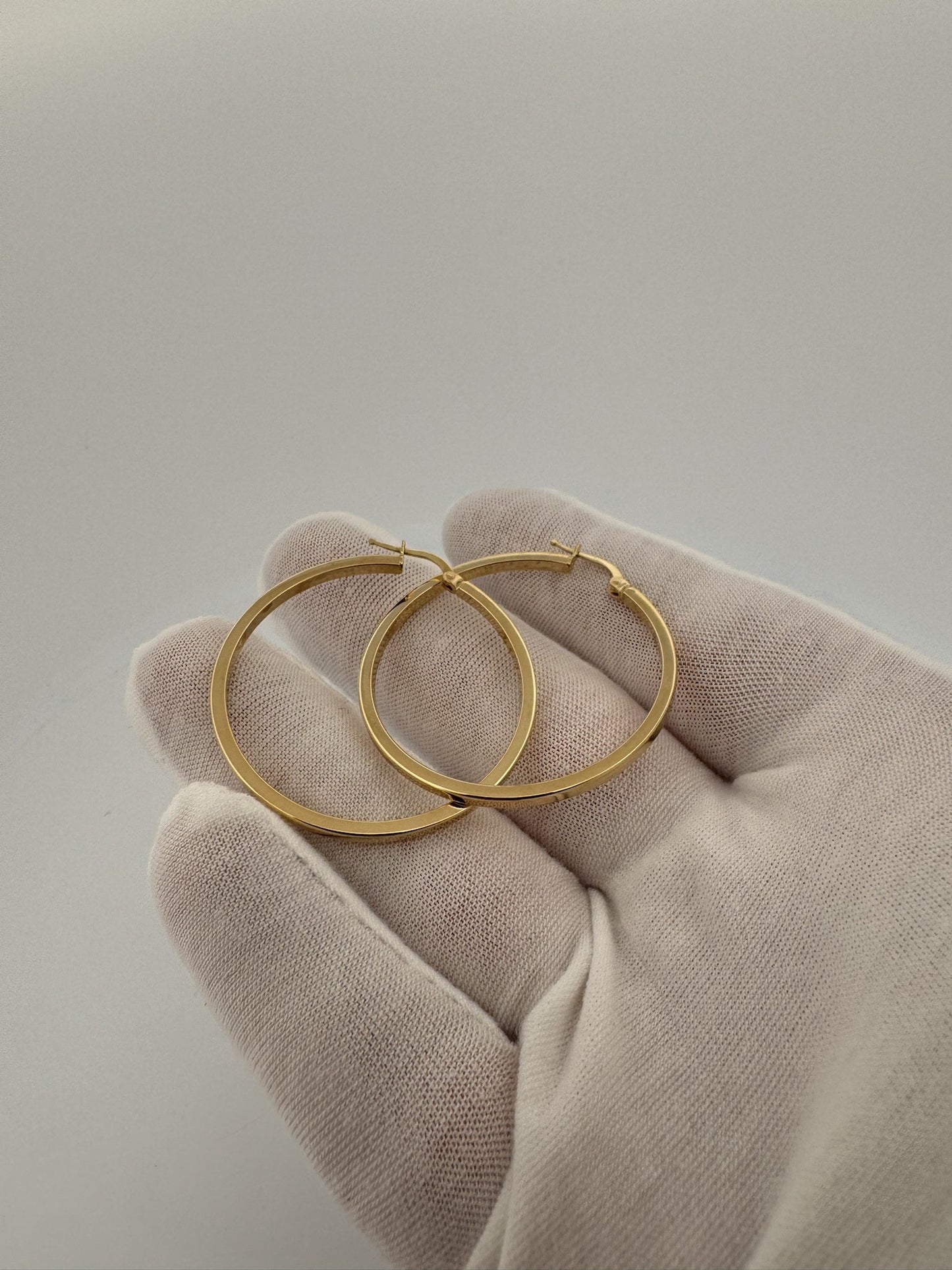 40mm 14k Yellow Flat Edge Hoops 3.5g