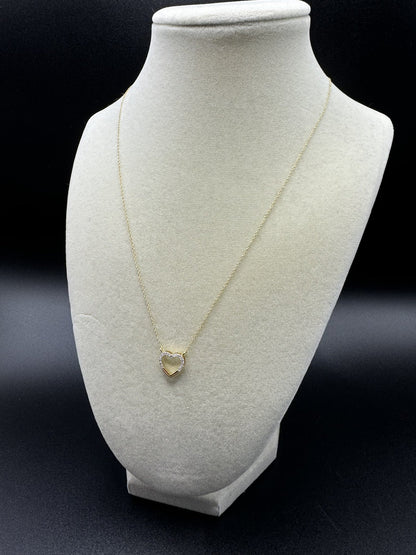 18” 10k Yellow Gold Heart Pendant Chain with 1/8ctw Natural Diamonds 1.0g