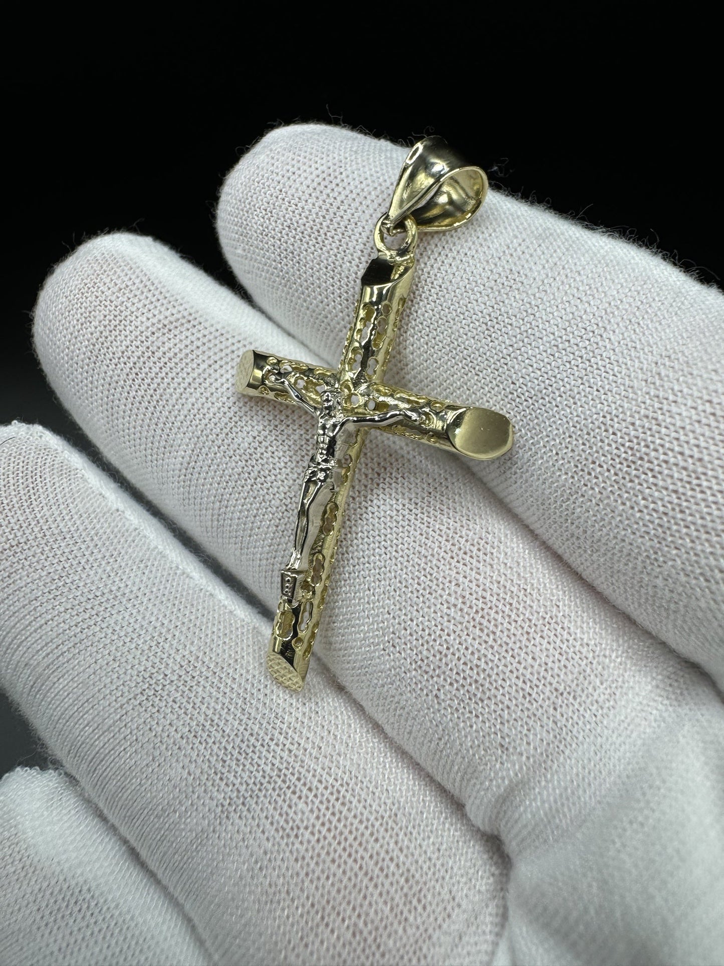 2” 14k Yellow Gold Cross/Crucifix 5.6mm Bail 3.51g