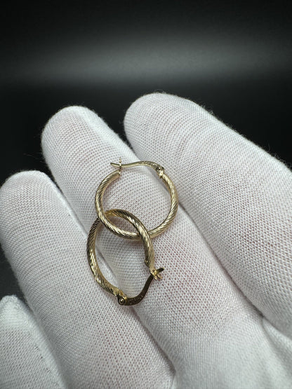 18mm 14k Yellow Gold Fancy Hoops/Huggies 1.55g