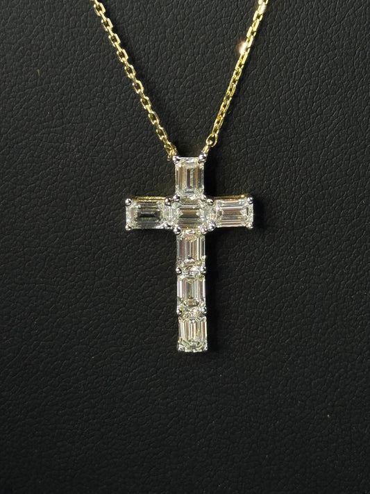 14k Yellow Gold 1.75ctw Lab-Grown Diamond Cross Necklace – 18"