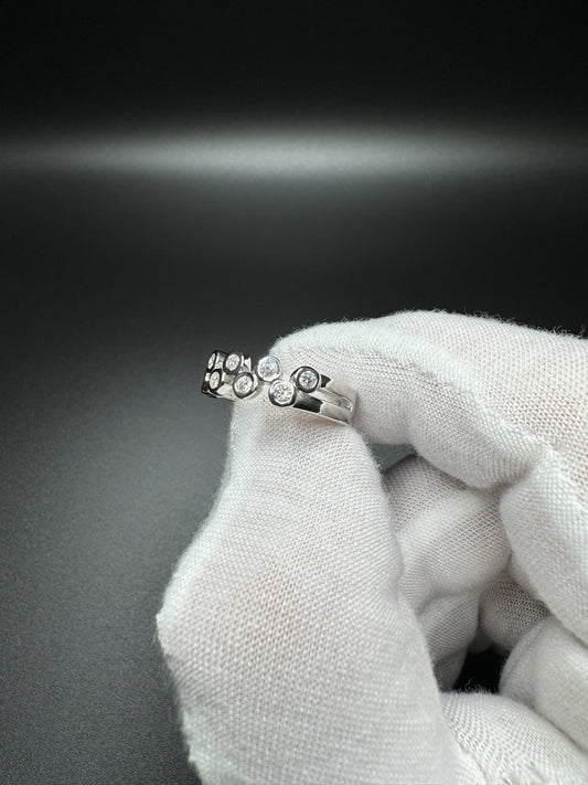 Size 7 Silver 1/2ctw Lab Diamond Bezel Set Alternating Diamond Fashion Ring 4.2g