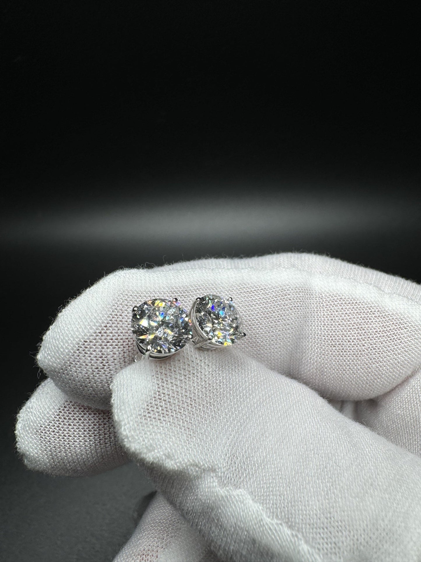 14k White Gold 4ctw D VVS2 Lab Diamond Studs EGL Certified 1.7g