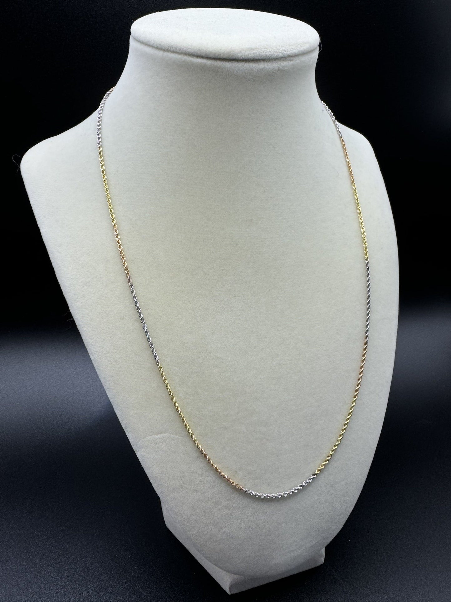 20” 10k Yellow Gold Tri-Color Rope 1.5mm 1.53g