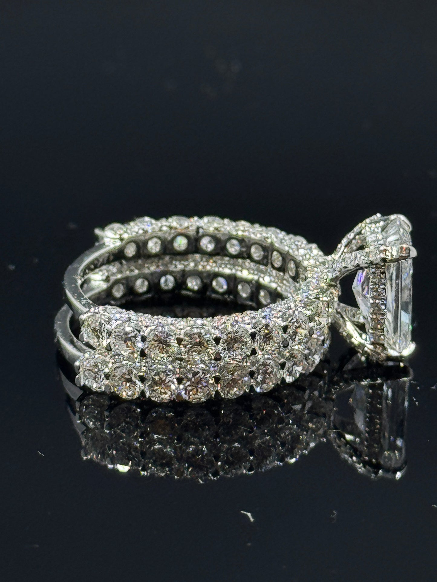 14k White Gold Radiant Diamond Bridal Set – 7.04ctw, Size 7