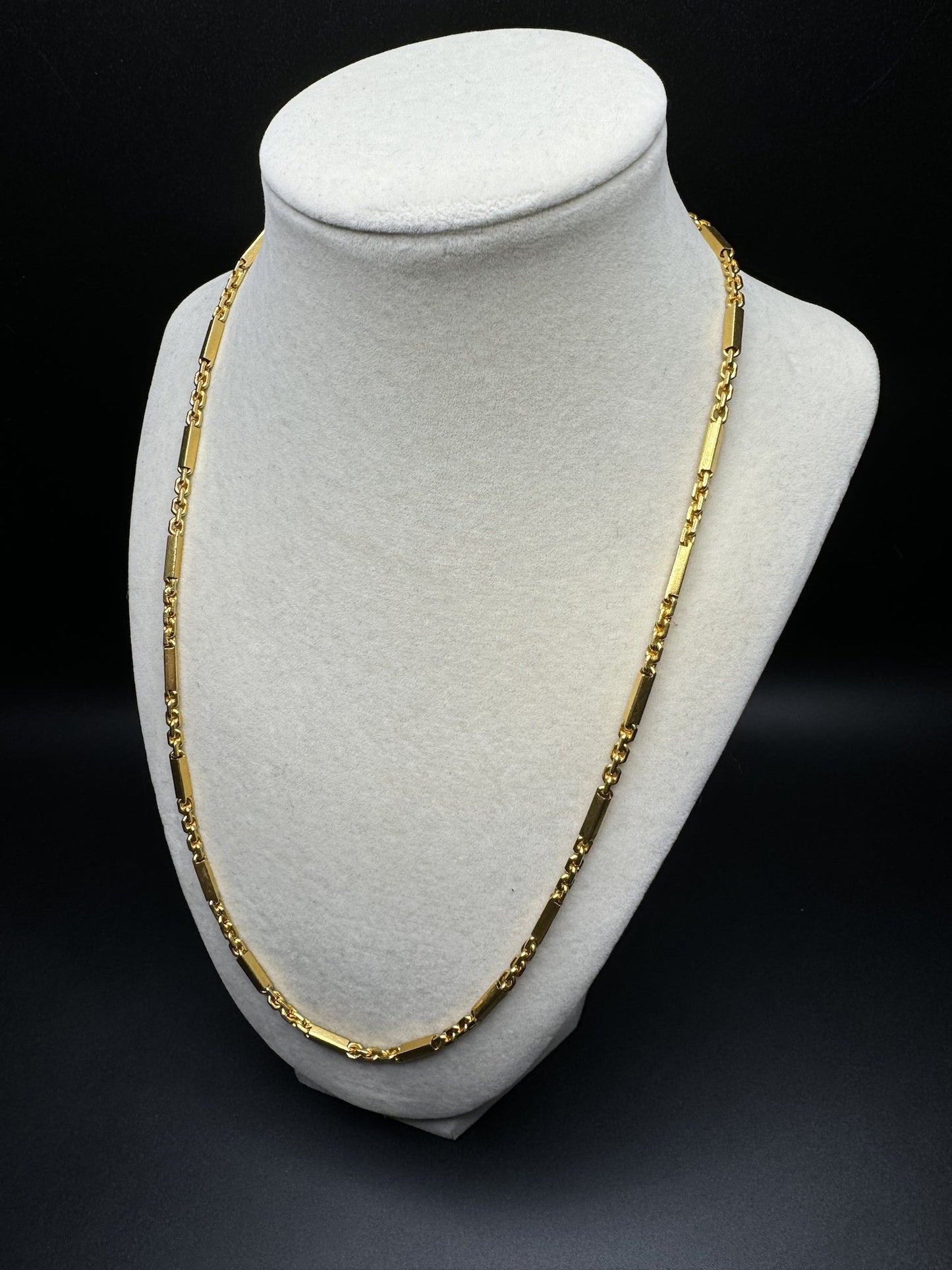 22” 24k Yellow Gold Bar & Anchor Baht Chain 3mm 40.0g $5950
