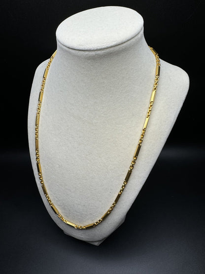 22” 24k Yellow Gold Bar & Anchor Baht Chain 3mm 40.0g $5950