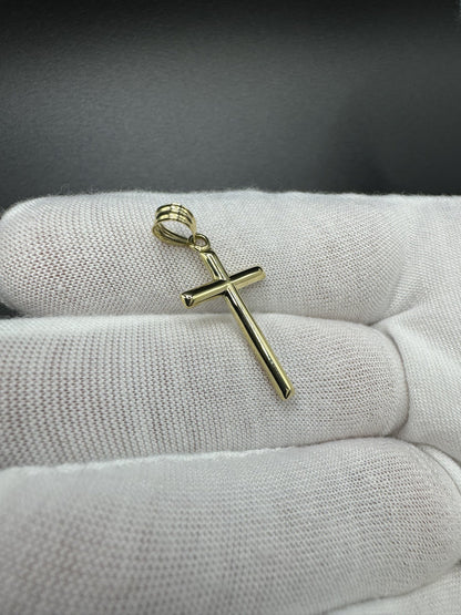 1.25” 14k Yellow Gold Thin Round Cross 4.7mm Bail 1g