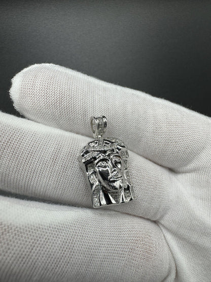 1” 10k White Gold 1/3ctw Natural Diamond Jesus Piece 3mm Bail 6.1g