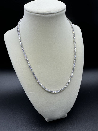18” 3mm 11ctw Moissanite & Silver Tennis Chain 20.4g