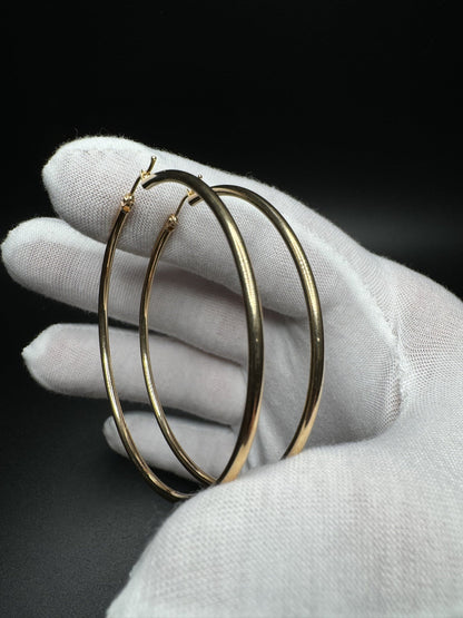 50mm x 2mm 14k Yellow Gold Hoops 3.2g