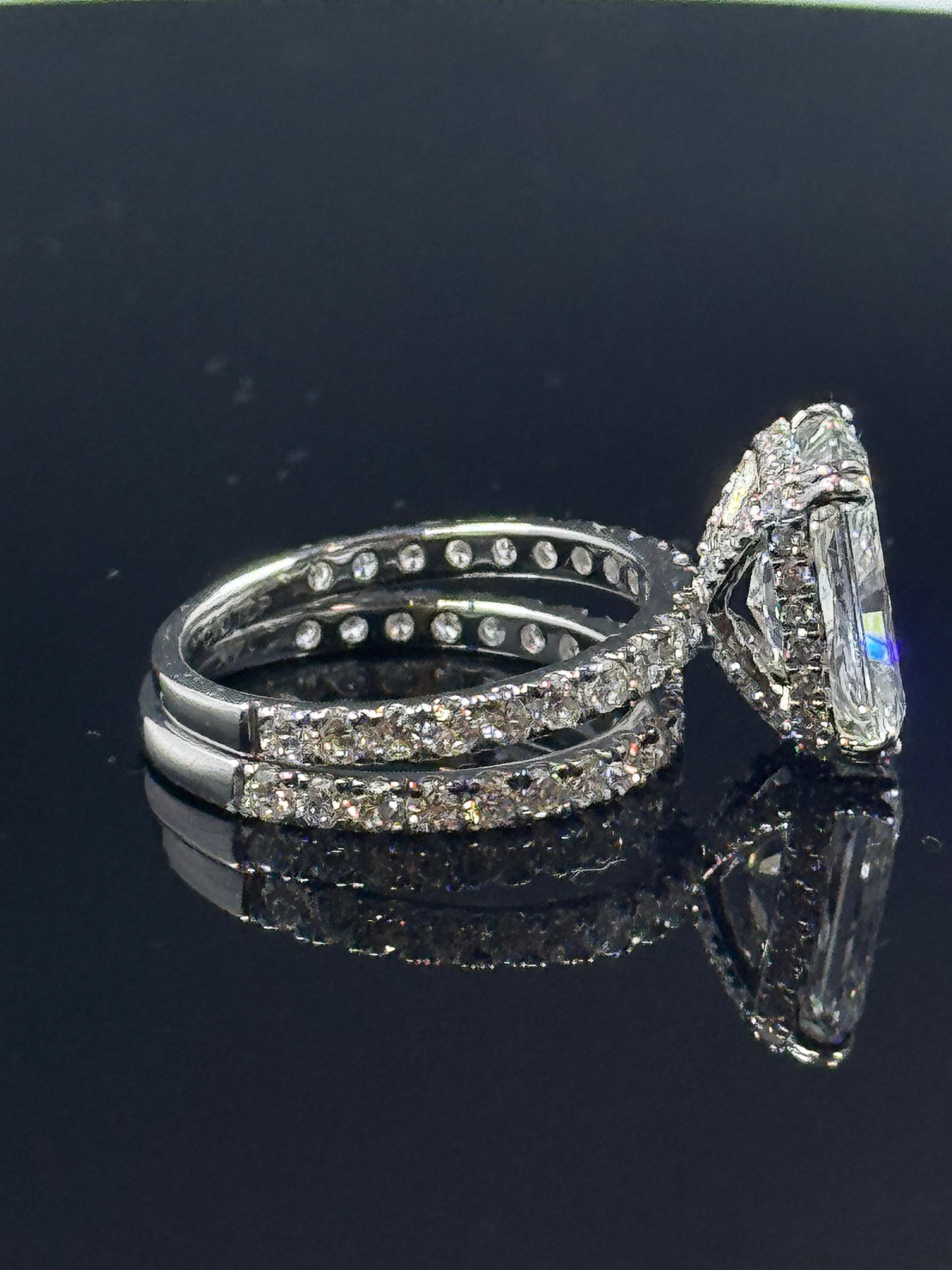 14k White Gold Radiant Diamond Bridal Set – 5.93ctw, Size 7