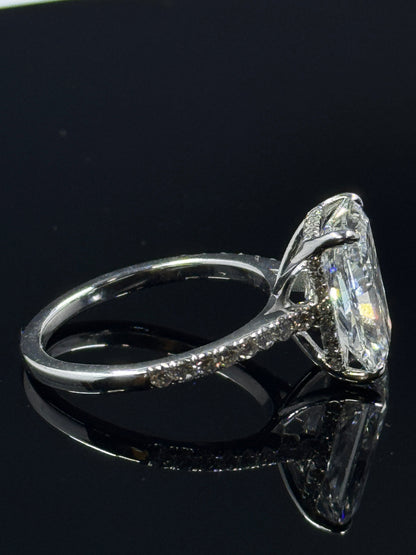 14k White Gold Lissome Radiant Diamond Engagement Ring – 4.84ct, Size 7