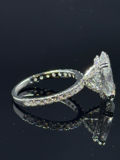 14k White Gold Oval Diamond Bridal Set – 6.19ctw, Size 7