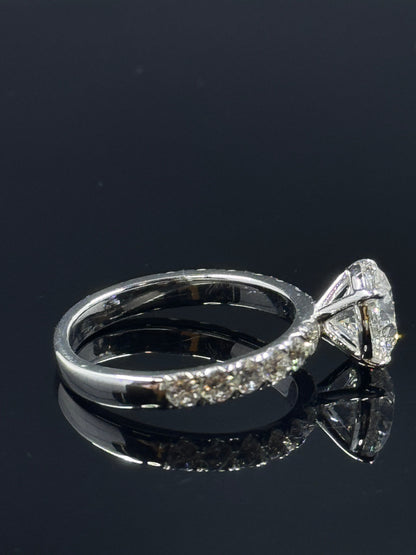 14k White Gold Custom Round Diamond Engagement Ring Setting – 2.57ctw, Size 7