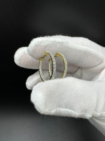 18mm 14k Yellow Gold 1ctw VS/VVS Lab Diamond Inside Out Hoops