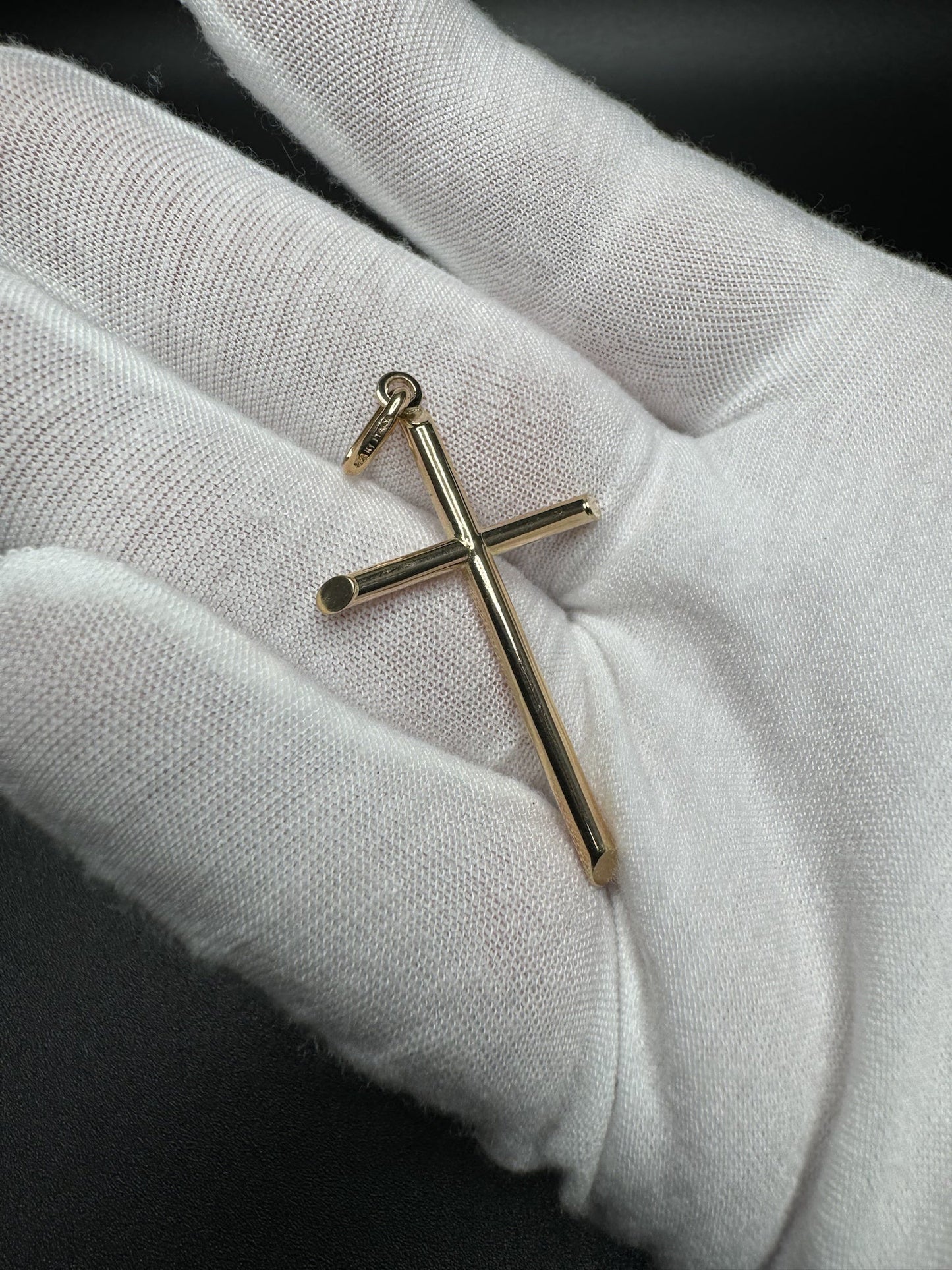 2” 14k Yellow Gold Thin Round Cross 2.7mm Bail 2.6g