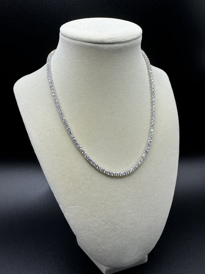 16” 3mm 9ctw Moissanite & Silver Tennis Chain 18.3g