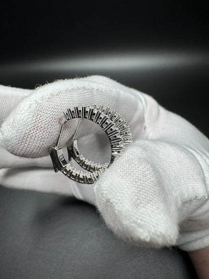 20mm Silver 1.1ctw Lab Diamond Inside Out Hoops 3.1g