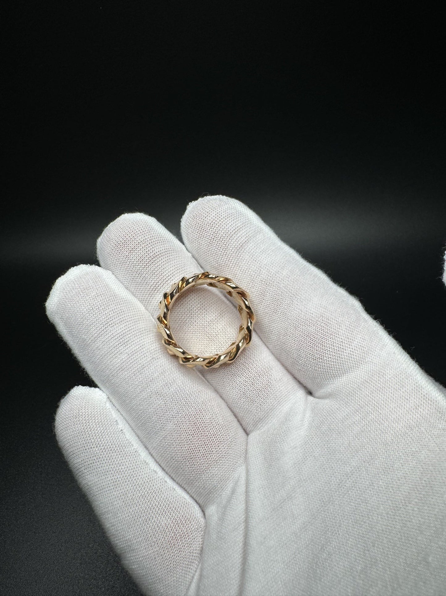 Size 9 10k Yellow Gold Cuban Ring 10mm 14.05g