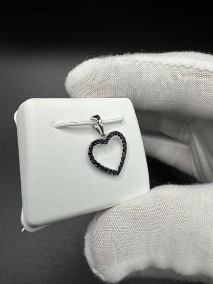 3/4” 14k White Gold Heart Pendant Covered in Natural Black Diamonds 3mm Bail .7g