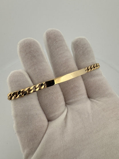 8” 14k Yellow Gold Cuban ID Bracelet 5mm 6.65g