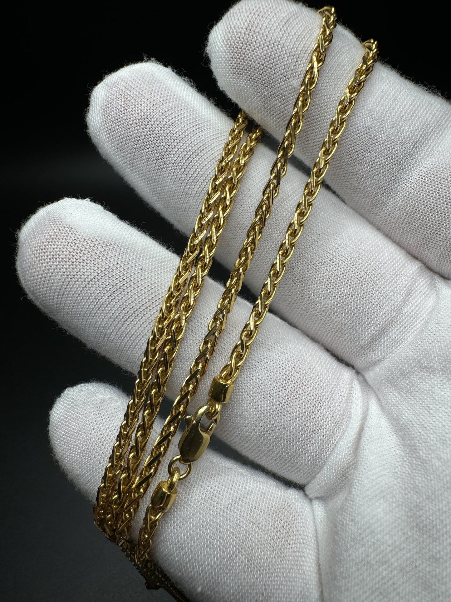 26” 18k Yellow Gold Wheat Chain 2.5mm 25.8g