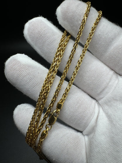 26” 18k Yellow Gold Wheat Chain 2.5mm 25.8g
