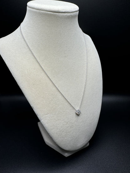 16-18” Silver One Motif/Clover 1/4ctw Lab Diamond Pendant Chain 2.8g