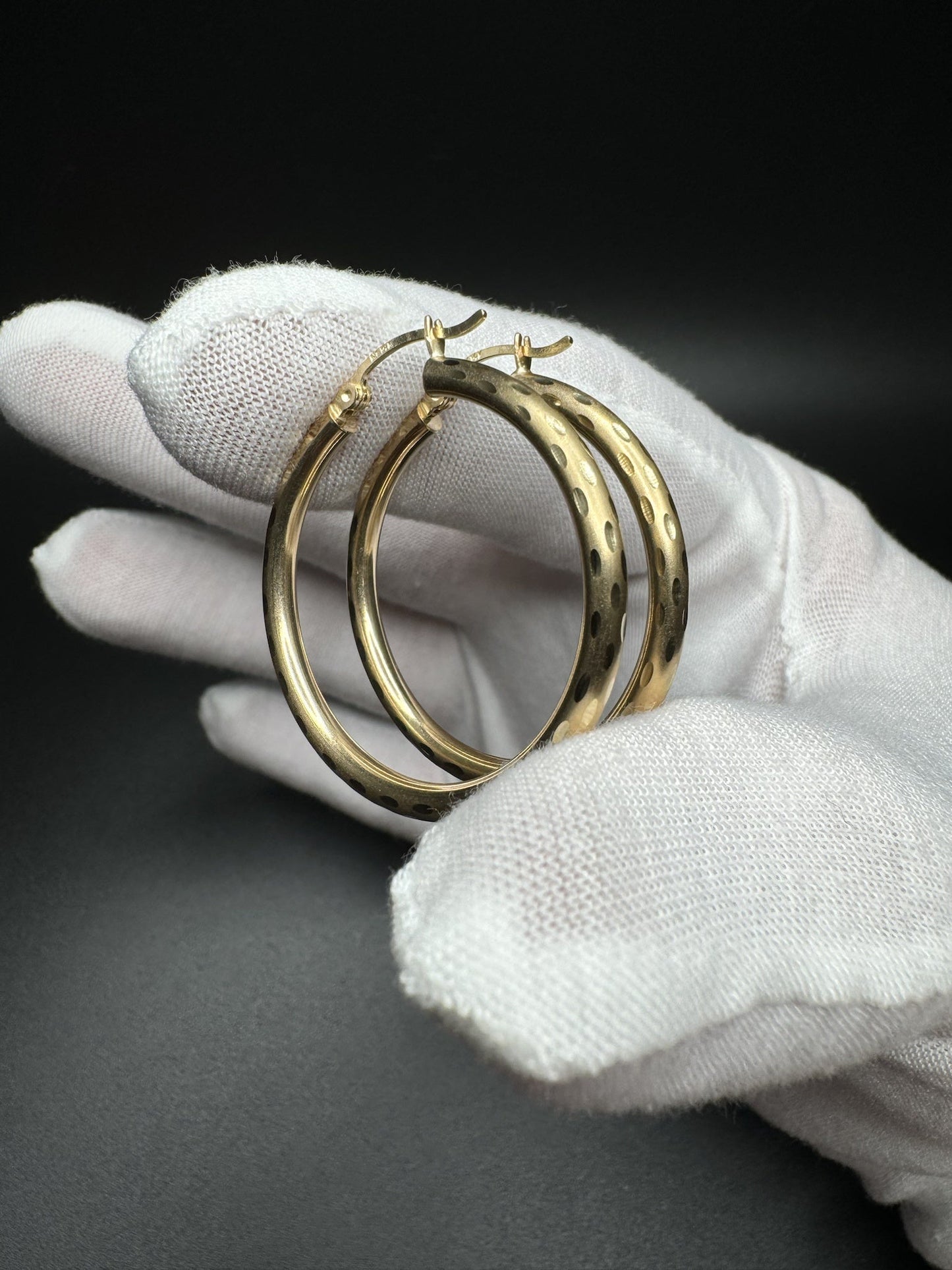 35mm 14k Yellow Gold Fancy Hoops 3.1g